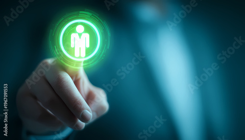 Concept de recrutement numérique et de réseautage professionnel avec interface de données holographique