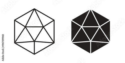 Dice d20 icon vector pictogram pack. icon vector template