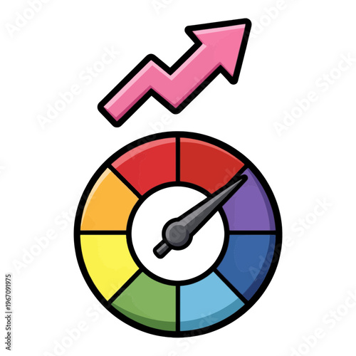 Colorful Speed Gauge Vector Icon