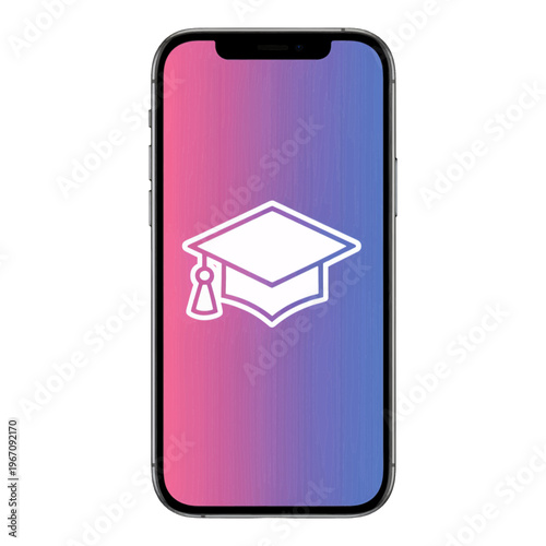 Graduation Cap Vector Icon on Phone Screen