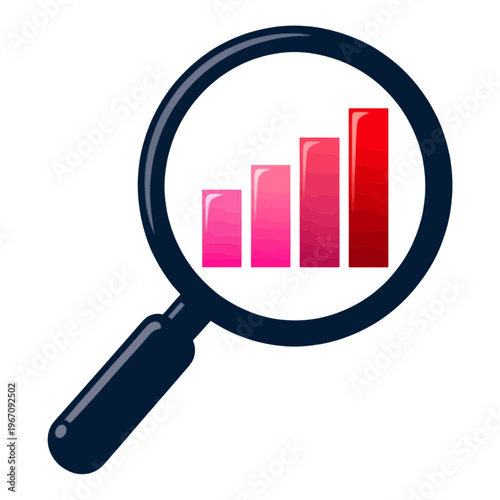 Magnifying Glass Growth Chart Vector Icon