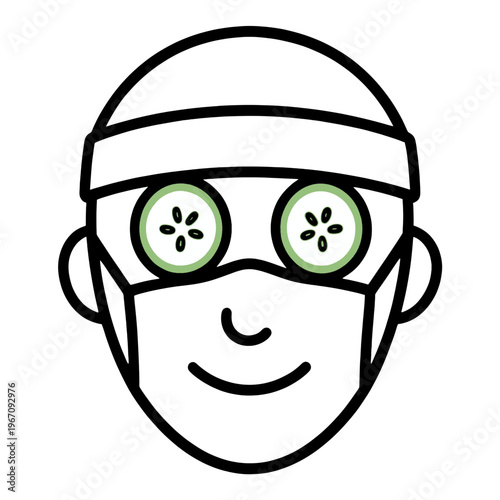 Person with Spa Mask and Cucumbers Vector Icon