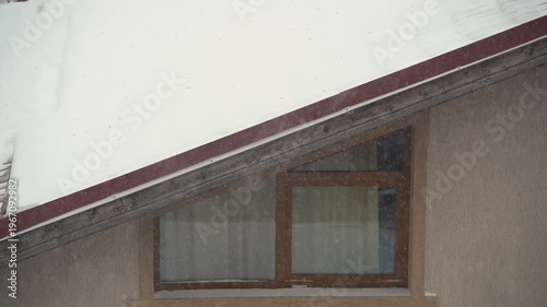 sleet. winter landscape with precipitation in the form of snow.