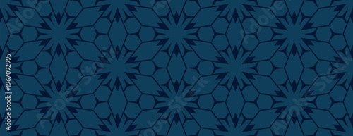 Luxury vector abstract geometric seamless pattern. Subtle dark blue lines texture, elegant floral lattice, quirky mesh, grid. Elegant oriental ornament background. Repeated design for textile, print