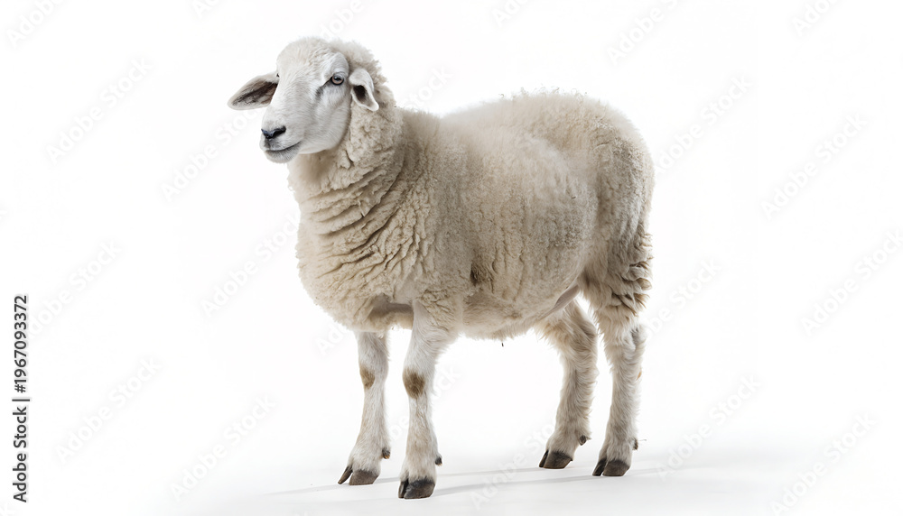 Obraz premium Sheep Isolated on White Background Wool Farm Animal