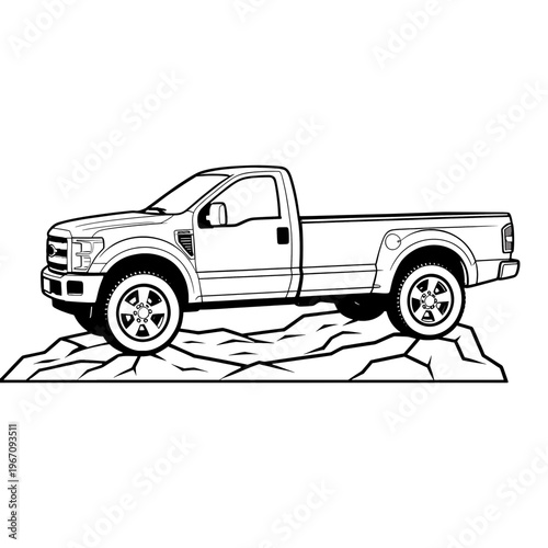 Single Cab Pickup Truck Vector Icon