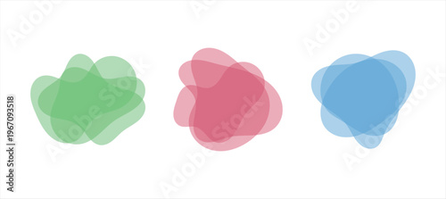 Abstract colorful paint blob shapes set. Hand drawn organic splash elements. Creative liquid stain design collection. Modern fluid ink blot graphics.