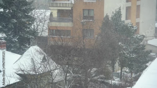 sleet. winter landscape with precipitation in the form of snow.