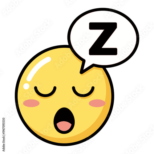 Sleeping Face Vector Icon with Letter Z Speech Bubble