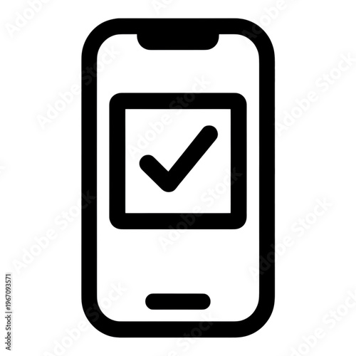 Smartphone App Approval Checkmark Vector Icon