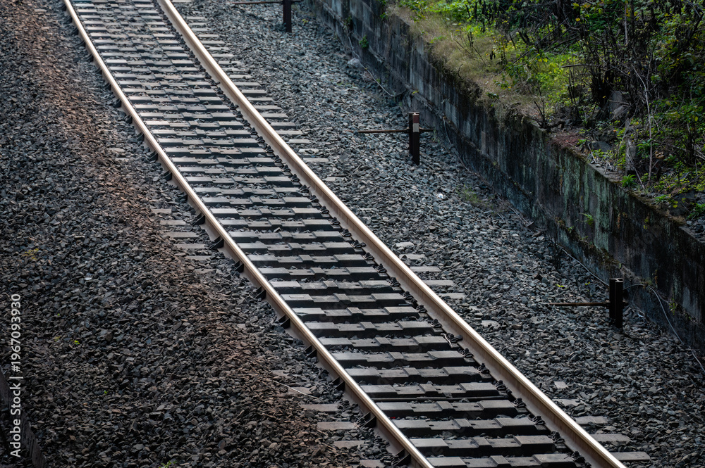 Fototapeta premium A close-up shot of a section of railway track