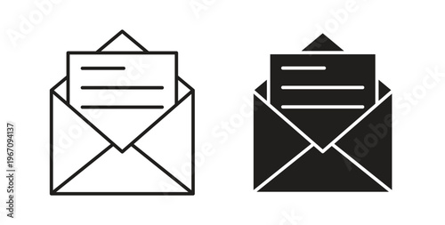 Envelope open icon vector pictogram pack. icon vector template