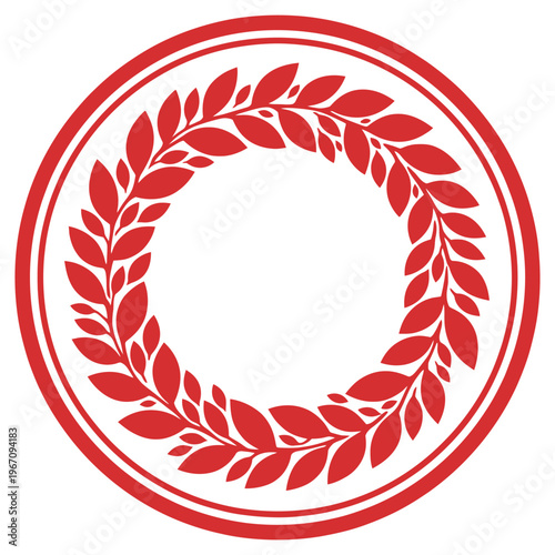 Circular red laurel wreath design a symbol of victory honor and celebration