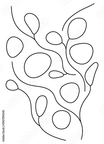 Abstract line art intertwined organic shapes in a minimalist black and white sketch