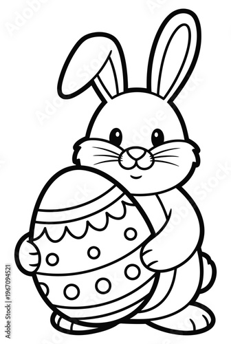 Adorable easter bunny holding a decorated egg a charming springtime illustration for festive celebrations