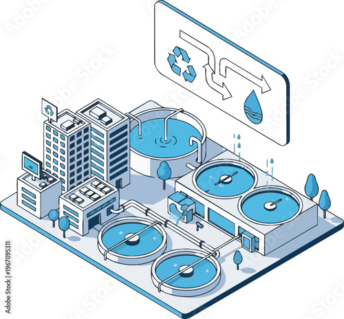 Isometric Wastewater Treatment and Water Recycling System for Sustainable Urban Infrastructure