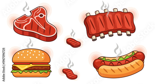 A variety of grilled meat and sandwiches.