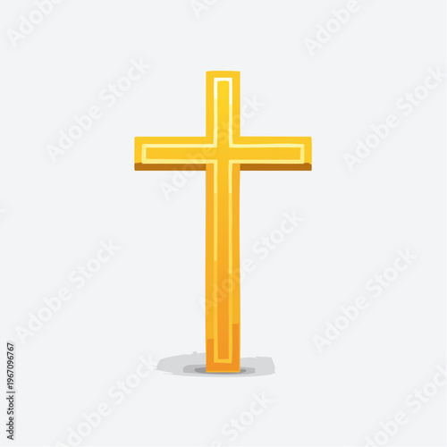 Golden christian cross vector design the design is clean and modern with a slight 3D effect cross shape