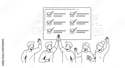 People checking boxes on a form together.