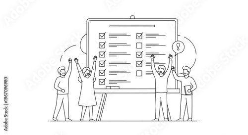 People collaborating on a checklist board.