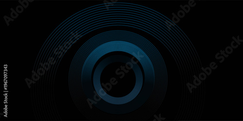 Abstract blue circle line stripes on dark blue background. Gradient halftone circle lines pattern. Dynamic geometric lines dimension. Modern graphic design element. Futuristic concept