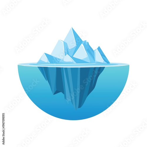 Iceberg illustration isolated vector depicting climate change and environment