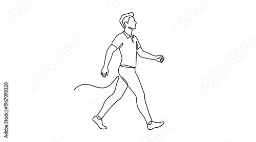 Main Character Walking With Confidence Lines, Self Confidence Concept, Continuous Line Art
