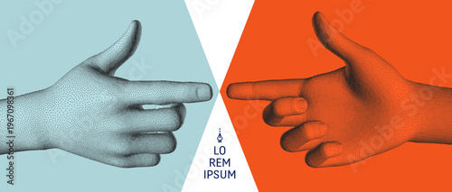 Two hands with thumbs up. Sign success and nice. Concept positive thinking. 3D vector illustration for banner, flyer, poster, cover or brochure.v