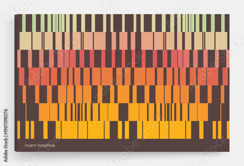 Image of multiple lines of different thicknesses with transition and shift effect. Cover design template. Retro style. Vector for brochure, poster, card, presentation, flyer or banner.