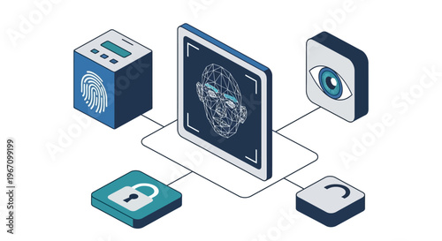 Biometric Security Technology Concept with Fingerprint Scanner and Eye Recognition.