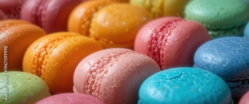 Colorful Assortment of Macarons Displayed in a Tempting Array of Sweet Treats