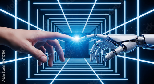 AI Technology Human Robot Digital Connection for Future Vision