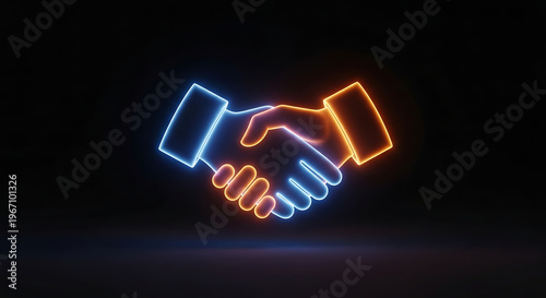 Glowing Handshake Design Representing Business Agreement Deal
