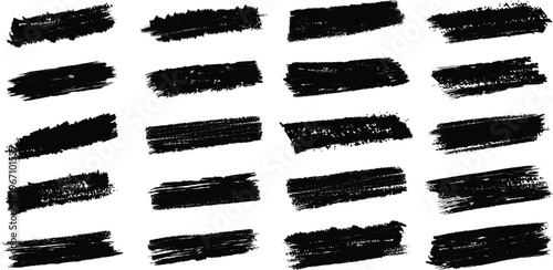 Premium Black Brush Stroke Textures, Grunge Paint Smears and Ink Strokes Collection Set for Modern Design