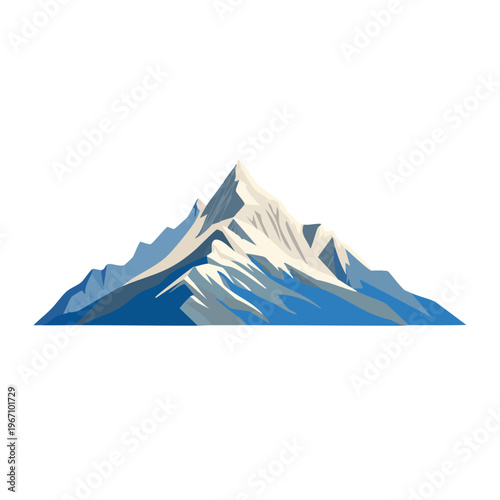 Stylized mountain peak illustration isolated on white background copy space