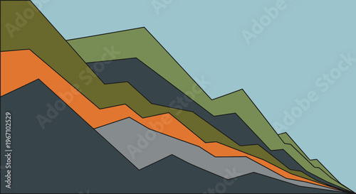 Abstract graph showing downward trend and decline.