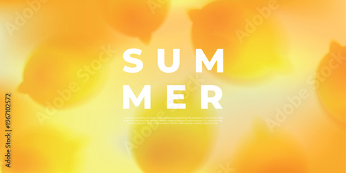 Minimal summer banner with lemon silhouettes and yellow gradient. Bright citrus background. Perfect for seasonal promotions, ads, packaging and modern layouts