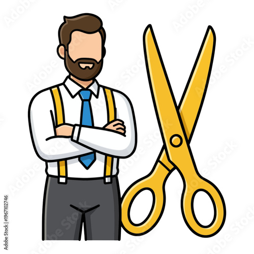 Barber with Scissors Vector Icon