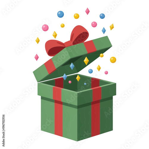 Colorful Gift Box with Confetti 3d Icon