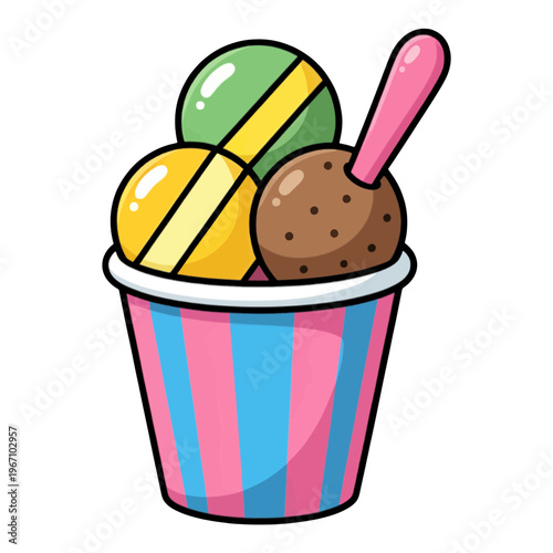 Colorful Ice Cream Cup Vector Icon