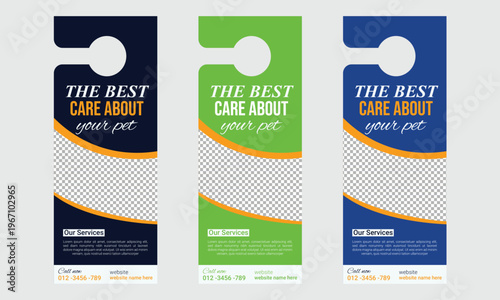 Pet Care Door Hanger Template Design
