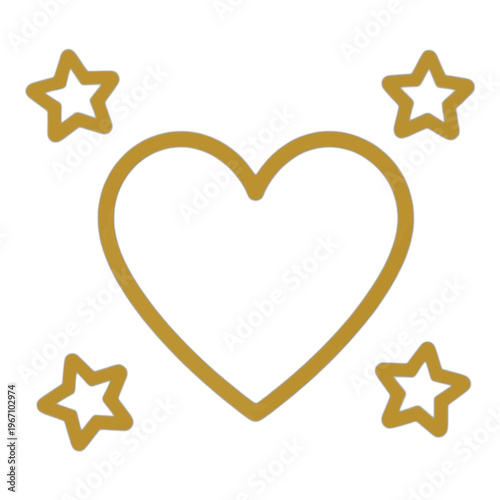 Golden Heart with Stars Vector Icon