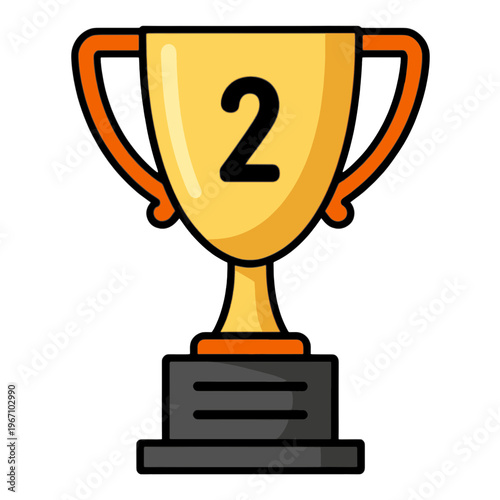 Golden Second Place Trophy Vector Icon