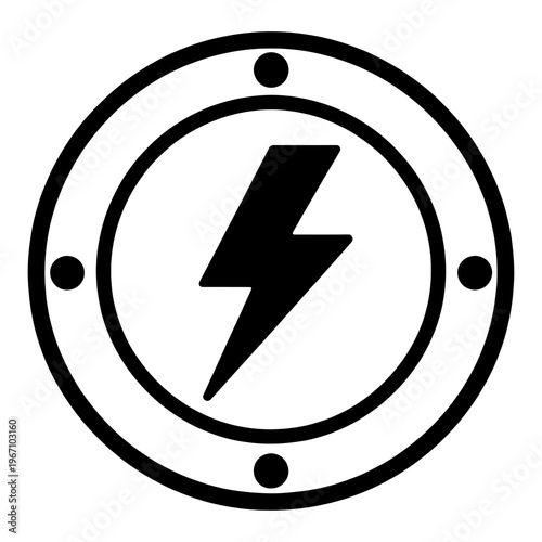 Lightning Bolt Line Icon with Circular Pattern
