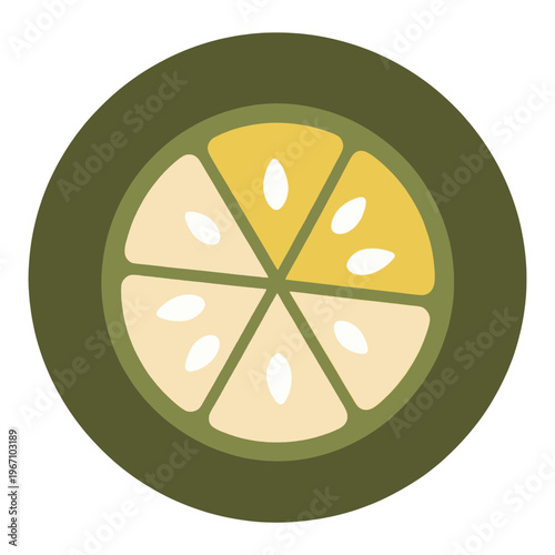Lime Slice Vector Icon on Green Background