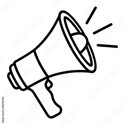 Loudspeaker Line Icon with Sound Waves