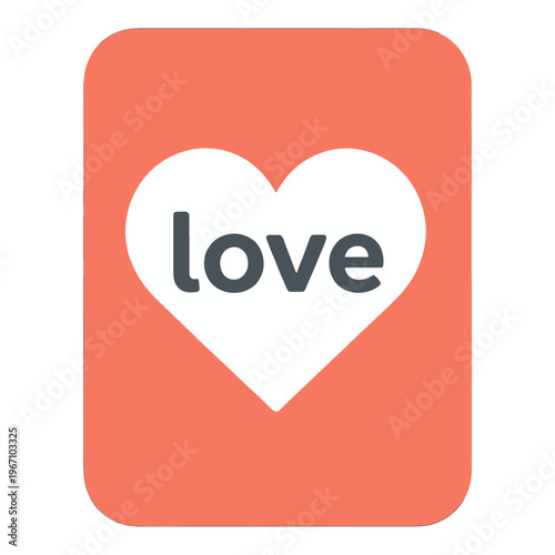 Love Heart App Icon with Word on Pink Background