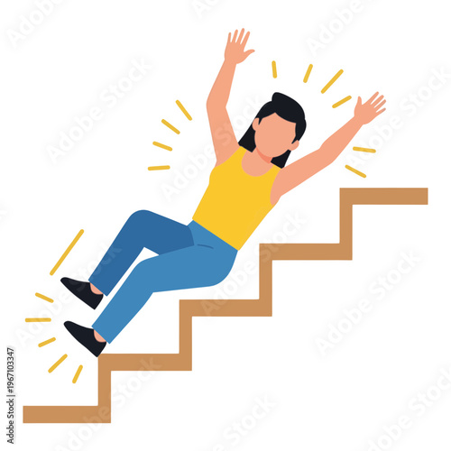 Person Falling Down Stairs Vector Icon