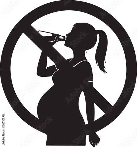 no alcohol for pregnant woman vector illustration