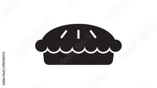 Pie icon in black simple glyph style with detailed crust and filling lines for bakery and food concepts
